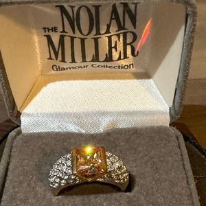 Nolan Miller vintage canary and diamond CZ cocktail ring, size 9